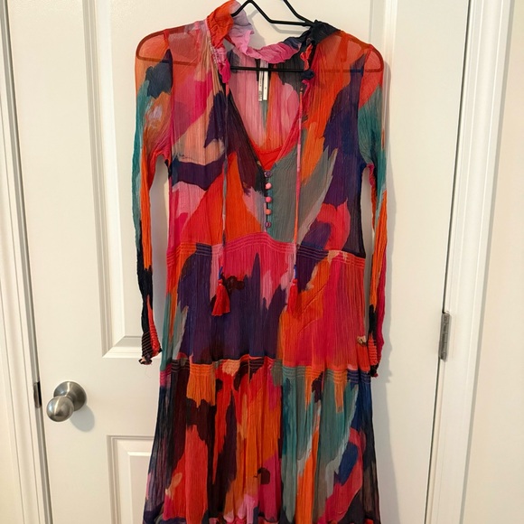 Anthropologie Marias pink abstract maxi dress XS - Picture 3 of 9